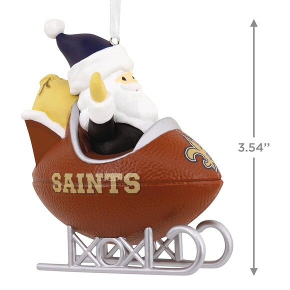 New Orleans Saints Hallmark Ornament Santa on Football Sled NFL 2022 NEW! - Picture 4 of 7